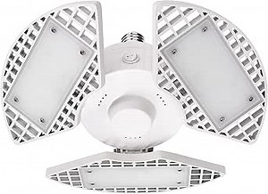 LUXRITE LED Garage Lights - 80W, 8000 Lumens, 3 Panel Bright White, Adjustable, Damp Rated, ETL Listed