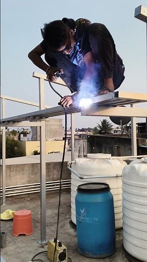 Solar panel structure walkway fitting | fabrication| welding work | #solarpanels #fabrication #solar