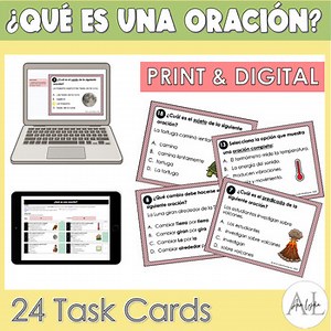 ¿Qué es una oración? Sujeto-Predicado | Sentence Structure Task Cards