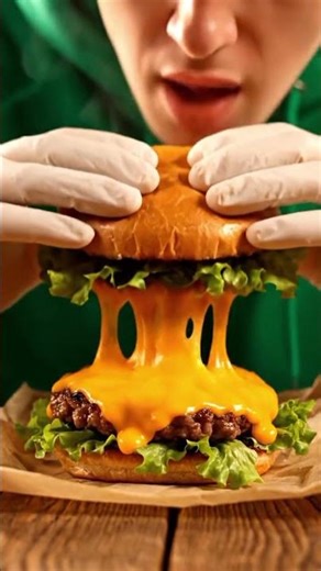 ASMR Eating a Melty Cheeseburger | Soft Bite and Sizzle Sounds