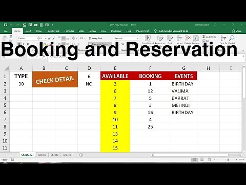 How To Make booking and reservation Sheet in excel