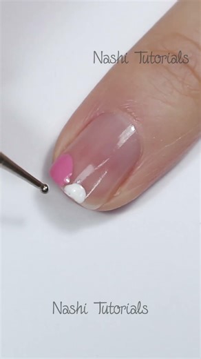 Cute Pink and White Flowers French Tip Nail Art Tutorial #shorts