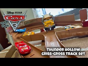 2017 Thunder Hollow Criss-Cross Track Set Unboxing & Run — Cars 3 Demolition Derby Motorized Set