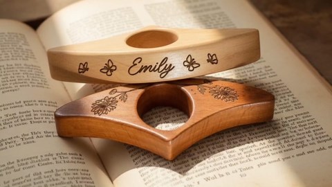 Personalized Thumb Book Page Holder, Custom Wooden Thumb Page Holder for One-Handed Reading, Engraved Book Lover Gift, Bookish Accessories for Readers, Book Finger Hold (Style 2)