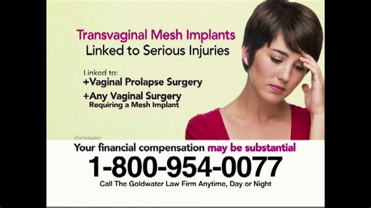 Goldwater Law Firm TV Spot, 'Transvaginal Mesh Implant Awards'