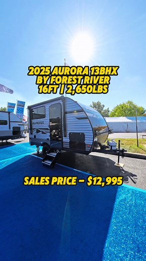 The CHEAPEST camper at the 2024 Hershey, PA RV Show! This is the 2025 Forest River Aurora 13BHX that is towable by so many different vehicles! The link in my bio will help you find locations all across the US you can find your next RV with Blue Compass RV. ##rv##camper##hershey##hersheyrvshow##travel##camp##outdoors##nature