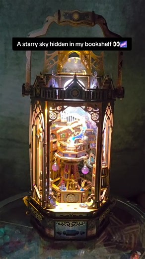 A DIY book nook observatory with a starry sky design ✨📚 Built to sit neatly between books and add a cosy, creative touch to your shelf. A lovely project for anyone who enjoys crafts and bookish decor. #booknook #booktok #tiktokmademebuylt #spotlight #dealdrops