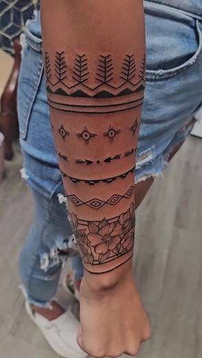 Cherokee Rose Tribal Arm Band Tattoo