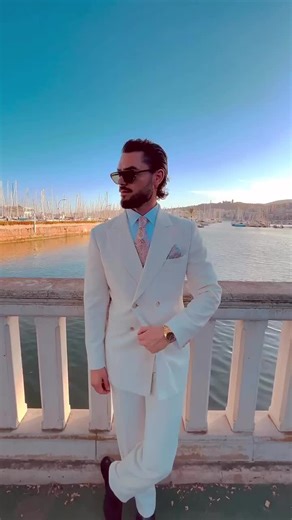 Classic Elegant Men's Double Breasted White Suit