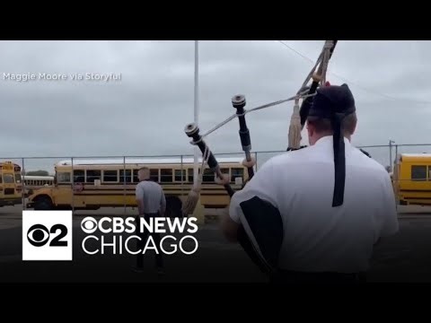Illinois high school seniors blow principal away with bagpipe prank