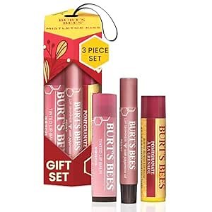 Burt's Bees Mistletoe Kiss Lip Care Gift Set, Mistletoe Kiss Set, Pomegranate, Peony & Hibiscus