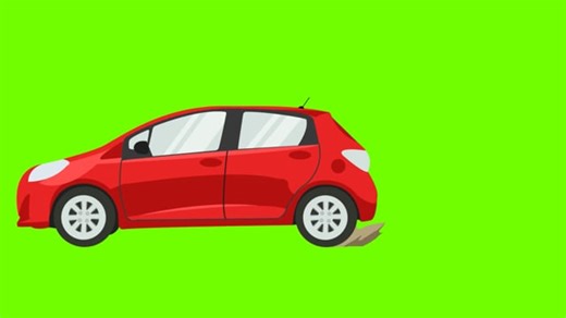 Car, Green Screen, Cartoon. Free Stock Video