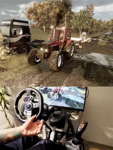 Volvo BM Valmet 2105 stuck in mud Steering Wheel Thrustmaster Farmstick #dkgc #farming #fs25 #volvo