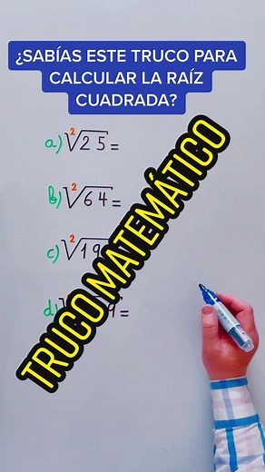 Truco matemático para calcular la raíz cuadrada. #raízcuadrada #trucomatematico #mathtrick #math #retomatemático #matematicas #matematicastiktok #podemosaprobarmates