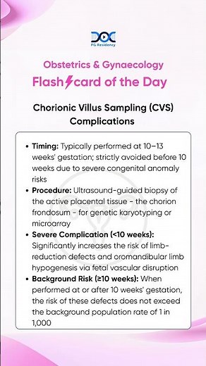 Chorionic Villus Sampling: Timing, Procedure & Complications | ObGyn Revision