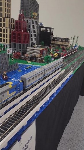 Lego City with Santa Fe Super Chiefs passing by