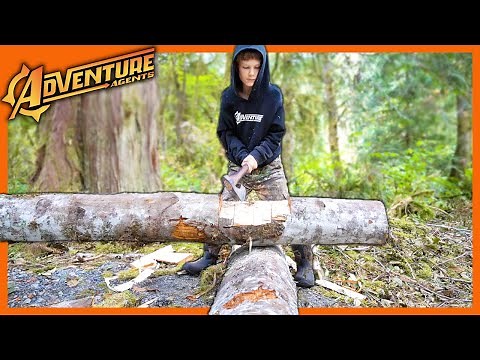 Fitting Logs in Place for Our Bushcraft Survival Log Cabin in the Woods