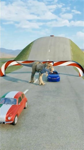 T-rex vs Big Truck & Small Cars #beamngdrive #beamng #tyrannosaurus