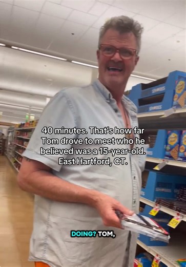 Video credit to: @eastcoast.predato Cam crew out in the field doing what they do best!! In this instance, Tom drove roughly 40 minutes to East Hartford, CT, after communicating with someone he believed to be 15 years old. The agreed-upon meeting point was a Stop & Shop location. Upon arrival, he parked, remained in the area, and later entered the store. The timeline indicates intent formed over distance and time, culminating in a planned in-person encounter. The setting, a public retail location