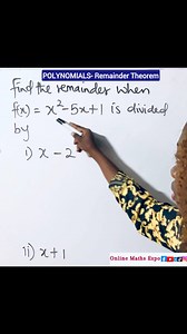 Polynomials- Remainder Theorem is Simplified. #mathreels #viralmaths #onlinemaths #viralfypreels | Online Maths Expo