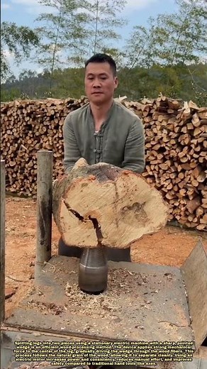 Splitting Logs with a Stationary Electric Wood Splitter