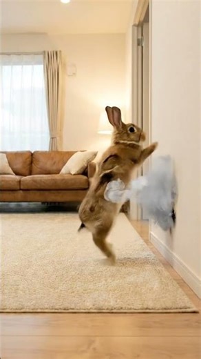 Rabbit gets a small electric taste funny video