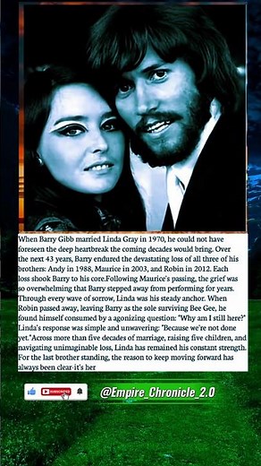 The Love Story of Barry Gibb and Linda Gray: Grief, Devotion, and Survival#truestory