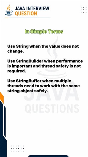 String vs StringBuilder vs StringBuffer | Java Interview Questions #3 | Explained in 60 Seconds