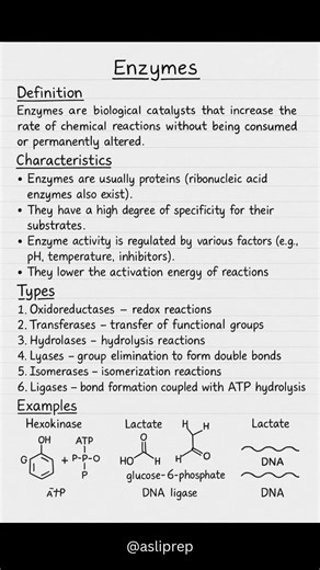 Enzymes – Complete Quick Revision Notes #asliprep #education #chemistry