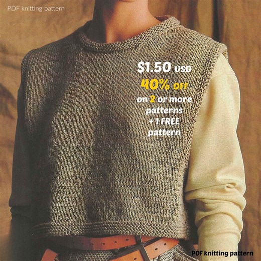 Chunky Knit Vest Pattern PDF – Vintage Cropped Waistcoat, Easy Sleeveless Layer, Beginner Project - Etsy New Zealand