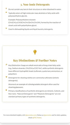 Definition and Classification of Synthetic Detergents Anionic, Cationic, Non-ionic