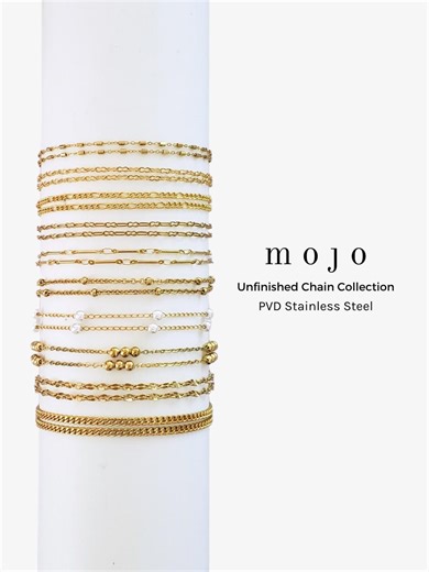 10 Styles! Gold PVD Stainless Steel Unfinished Chain: Bar, Beaded, Satellite, Krinkle, Crinkle, Three and One, Pearl, Sequin, Curb, Dainty - Etsy