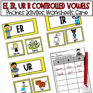 R Controlled Vowels Worksheets and Activities with Bossy R ER IR UR Words