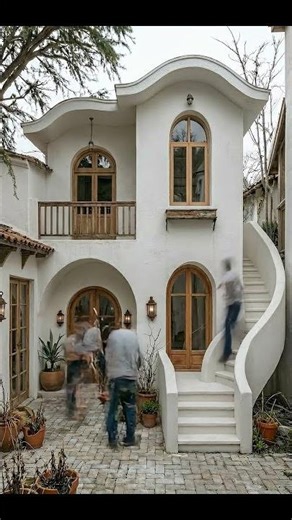 Mediterranean style abandoned villa facade