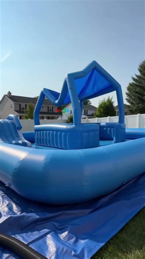 Giant Inflatable Pool Bar With Slide Unboxing and Setup! #sayok #poolparty #summerfun