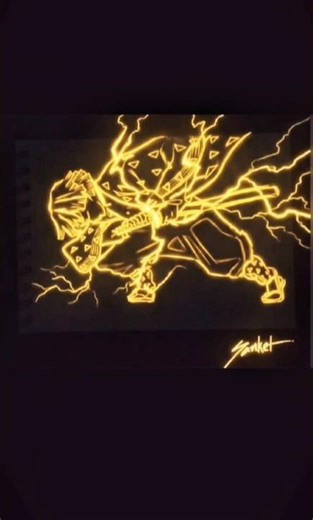 Zenitsu glow art✨️🔥 #viral #drawing #drawingandassemblingdemonslayer