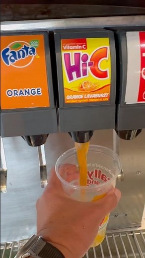 Hi-C orange lava burst drink refill at McDonald’s soda fountain machine