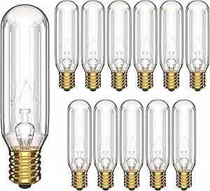 12 Pack - T6 Tubular Light Bulb - Clear 25 Watt - E12 Candelabra Base Dimmable - Warm White Light 180 Lumens E12 Candelabra Base