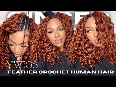 Ginger Crochet Install | YWigs Deep Wave Feather Crochet Hair 🔥| Step-by-Step Tutorial