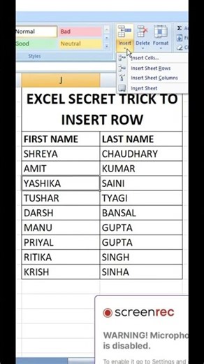Excel Secret trick for beginners | Excel tutorial to insert rows #exceltutorial #excel