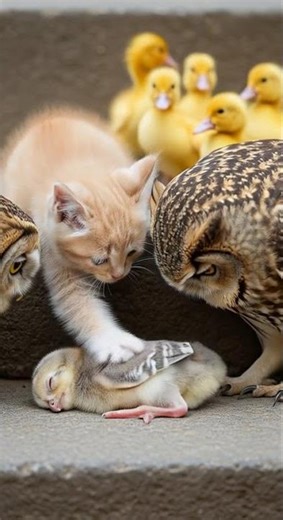 Kitten’s Urgent Call — The Baby Owl Finally Wakes Up!