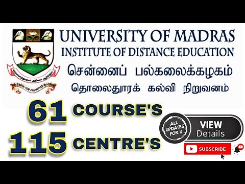 Madras University Distance Education Courses and Study Centre Details