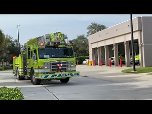 Palm Beach Gardens Fire Rescue Battalion Chief 61, Ladder 61, and Rescue 61 Responding From Station!