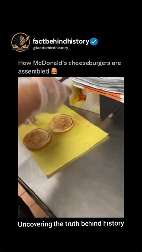 FactBehindHistory on Instagram: "Follow (us ) @fectbehindhistory to learn something New everyday 🧠💫 McDonald’s cheeseburgers are made with a toasted bun, a 100% real beef patty (seasoned with just salt and pepper), a slice of American cheese, pickles, onions, ketchup, and mustard. The beef is real, with no fillers or additives—just ground beef from cuts like chuck, round, and sirloin. The process is fast and consistent: the bun is toasted, the patty is grilled, toppings are added, and it’s all