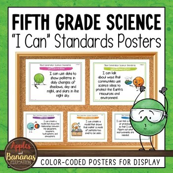 NGSS Fifth Grade Science Standards "I Can" Posters -with Student-Friendly Icons