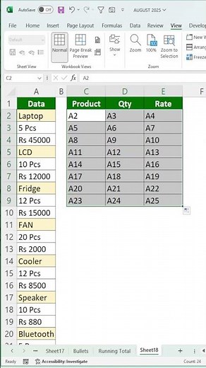 Excel Trick 🔥 | Split Single Column into Multiple Columns Quickly 🙂 #excel #exceltips #excelshorts