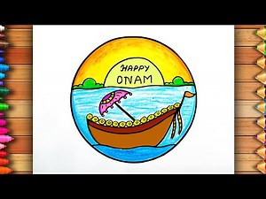 Easy Onam Drawing | Onam Drawing | Onam Festival Drawing | Onam Poster | Onam Scenery