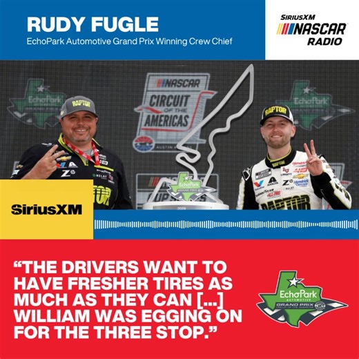 🗣️ "It was a pretty big discussion through the week with us." 🏁 Circuit of The Americas winning Crew Chief Rudy Fugle explains the Hendrick Motorsports No. 24 Team's pit strategy and sequence from Sunday that put them in Victory Lane. Full Interview ▶️ https://sxm.app.link/NASCARInterviews | SiriusXM NASCAR Radio