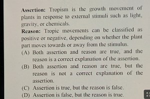 Assertion: Tropism is the growth movement of plants in response... | Filo