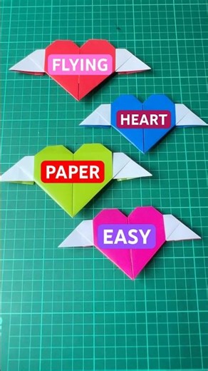 Flying Heart Origami 💖 Easy & Cute! #FlyingHeart #OrigamiHeart #PaperCraft #DIY #EasyOrigami